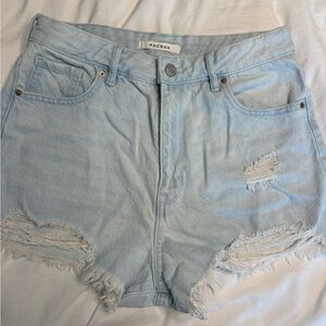 PacSun High Rise Festival Sky Blue Ripped Jean Shorts
